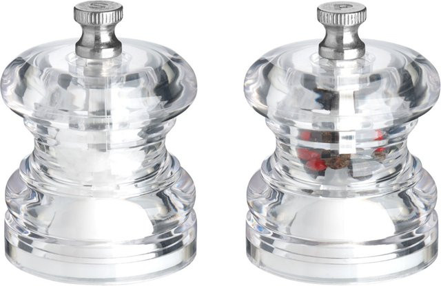VEGA Salz- und Pfeffermühlen-Set Walker rund, transparent, Durchmesser: 4,2 cm, Höhe: 6,5 cm - Bild 1