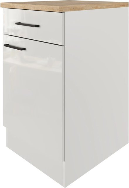 Flex-Well Küchenunterschrank Lund in Lichtgrau glänzend und Rauchgrau, B: 50 cm, H: 85 cm, T: 60 cm - Bild 1