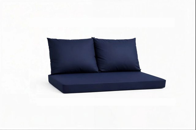 Setgarden Triple Outdoor Palettenkissen Set in Marine Blau mit Sitzkissen und 2 Rückenkissen, B/T/H: 120 x 50 x 10 cm und 60 x 50 cm - Bild 1