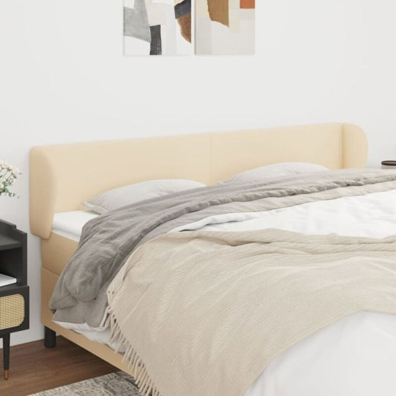 Vidaxl Kopfteil mit Ohren in Creme Beige, Stoff, B/H: 163 x 78/88 x 23 cm - Bild 1