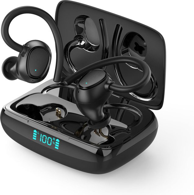 QUEED Bluetooth-Headset mit Rauschunterdrückung und True Wireless Technologie, wasserfestes Hyperschall-Headset in Schwarz - Bild 1