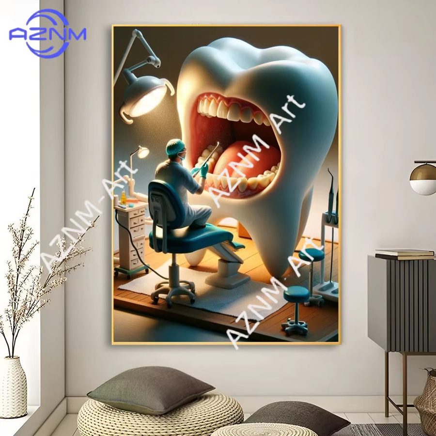 KAYOU Zahnimplantat Wandbild Modernes Abstract Poster aus wasserfestem Papier in Mehrfarbig - Bild 6