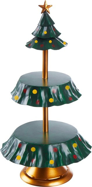 Genialo Etagere Weihnachtsbaum in Green und Orange mit gepunktetem Design - Bild 1