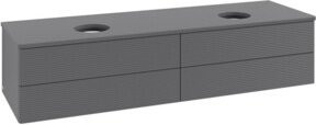 V&B Waschtischunterschrank Antao mit Frontstruktur und Beleuchtung, Farbe Anthrazit lackiert, B: 160 cm, T: 50 cm - Bild 1