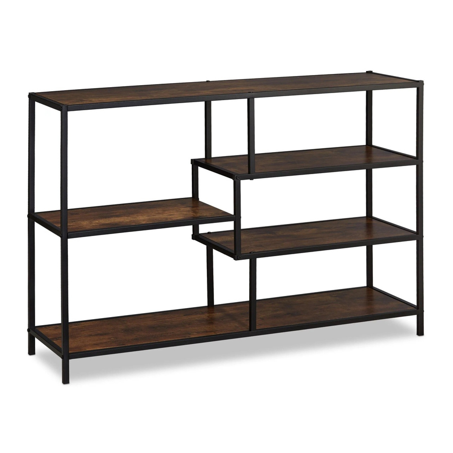 Relaxdays Standregal im Industrial Style aus Stahl und MDF, Dunkelbraun und Schwarz, B: 79 cm, H: 115 cm, T: 33 cm - Bild 2