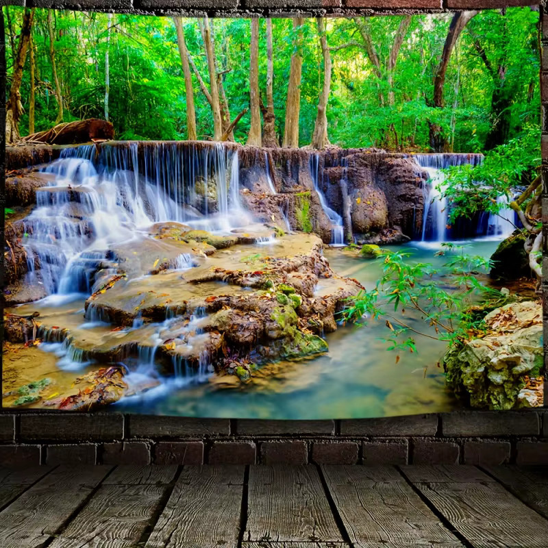 VIKAMA Natürlicher Wasserfall-Hängeschmuck in Grün mit Blättern für den modernen Outdoor- und Indoor-Einsatz - Bild 2