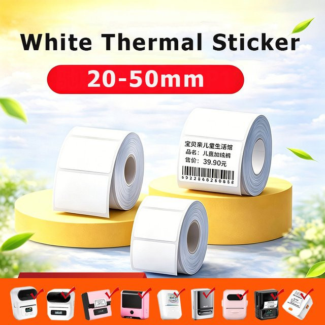 Munbyn Nelko White Label Aufkleber Thermopapier für Phomemo M110 M220 M200 E210 P50 PM220 DETONG P1 WP9520 Drucker - Bild 1
