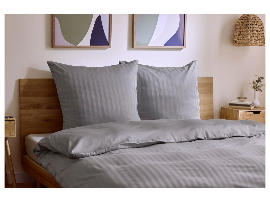 LIVARNO Mako-Satin Bettwäsche Set Grau, B/H: 200 x 220 cm - Bild 2