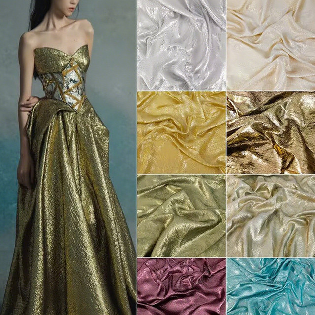 Goldener Samtstoff mit Diamant-Glanz und Stretch-Effekt für DIY-Projekte, Breite: 150 cm - Bild 1