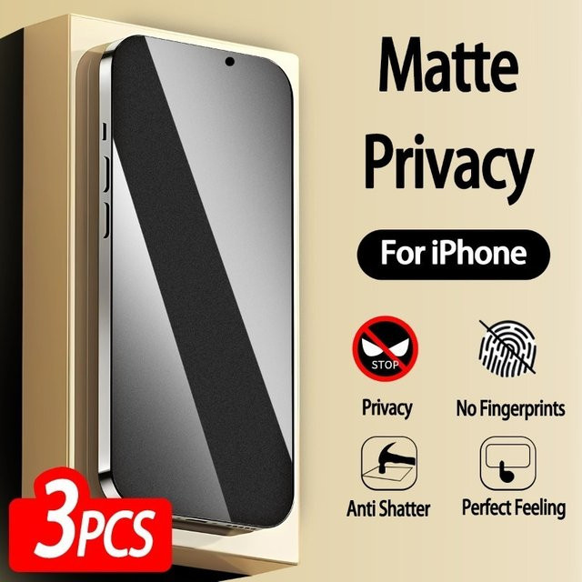 3er-Set Sichtschutz Panzerglas für Apple iPhone 16 Pro Max 15 14 13 12 11 Pro Mini, gehärtetes Glas in Transparent mit Anti-Fingerabdruck- und Kratzschutz - Bild 1