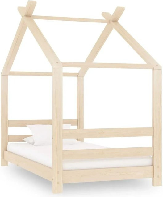 vidaXL Kinder-Bettgestell im Baumhausstil aus Massivholz Kiefer in Braun, B/T/H: 140 x 70 x 78 cm - Bild 1
