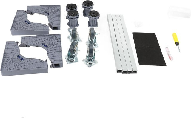 Aimo Waschmaschinenständer-Basis mit Rädern, verstellbare Universal-Waschmaschinenplattform aus Metall und Kunststoff, grau - Bild 1