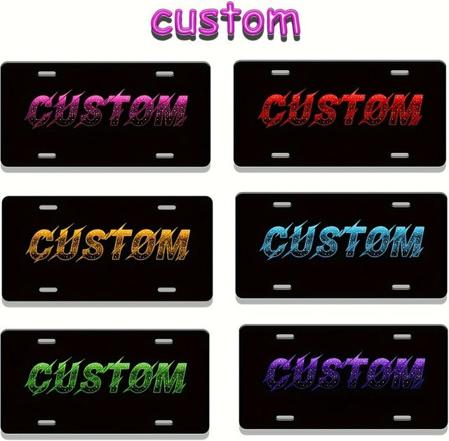 CIFBUY Vintage Nummernschildrahmen aus Aluminium in Schwarz als personalisierte Metallplatte zur Wanddekoration - Bild 1