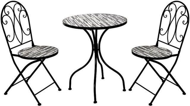 LEX 3-teiliges Mosaik Gartenset aus Eisen in Grau - Bild 1
