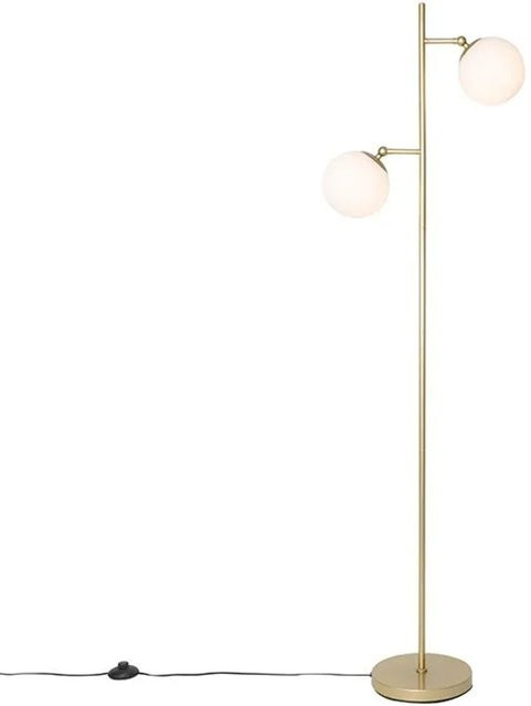 QAZQA Art Deco Stehleuchte Gold mit 2 Opalglas-Leuchten für E14 Fassungen - Bild 1