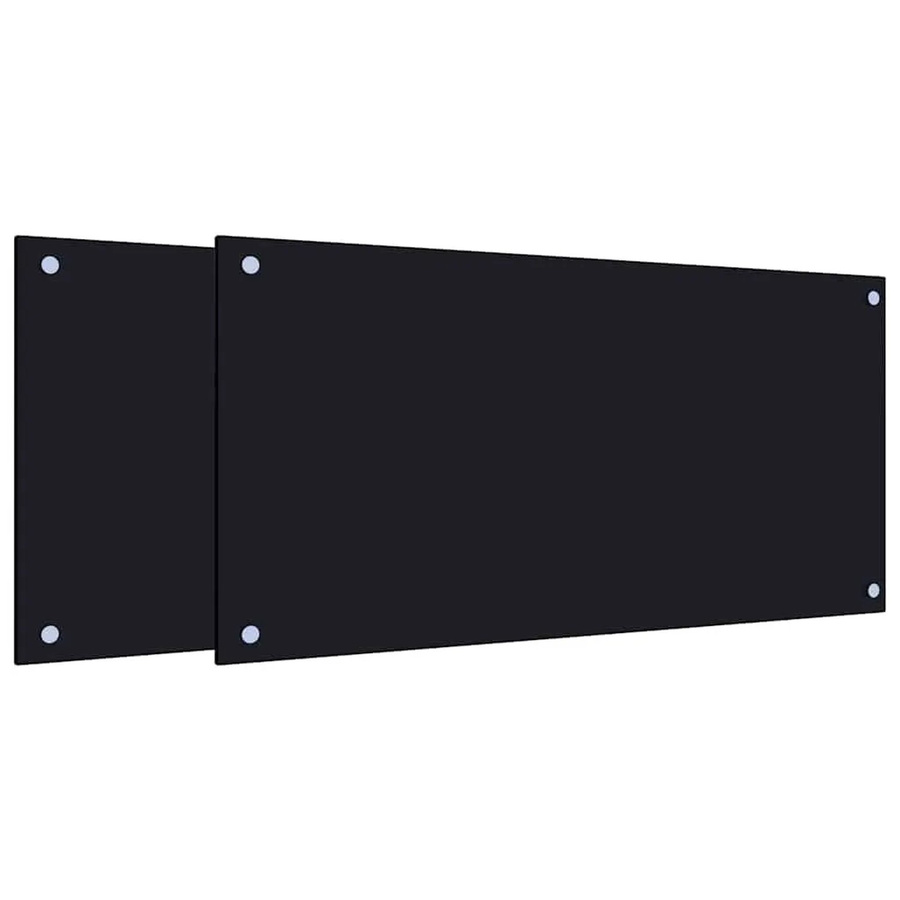 vidaXL Küchenrückwände aus Hartglas, 2 Stück, Schwarz, B/H: 40 x 80 cm - Bild 2