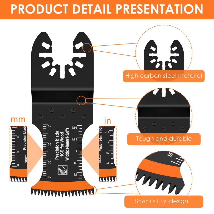 8 bis 10 Stück japanische Multitool-Sägeblätter aus Bi-Metal und High Carbon Stahl mit gebogener Kante für oszillierende Sägen - Bild 4