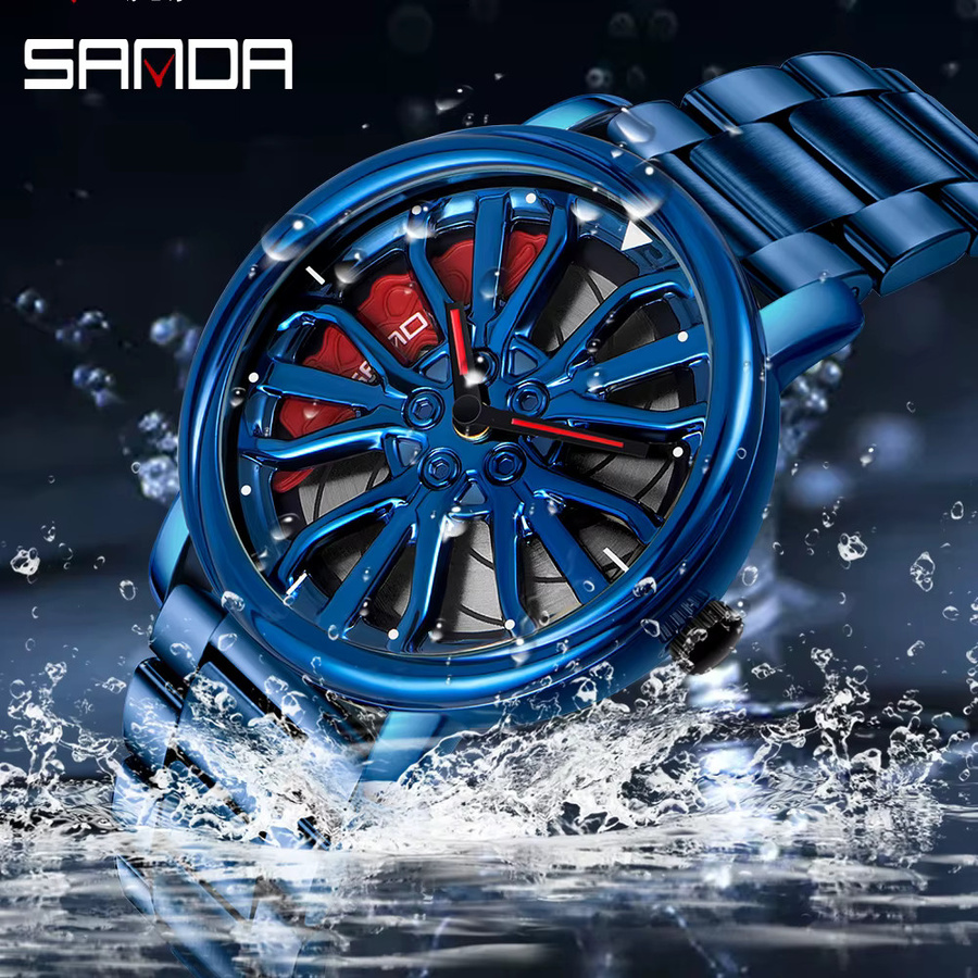 SANDA Armbanduhr Edelstahl, Quarz, Blau, Herren - Bild 3