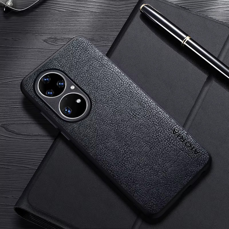 Luxus Leder Business Schutzhülle für Huawei P50 Pro und Huawei P50 in Rot - Bild 1