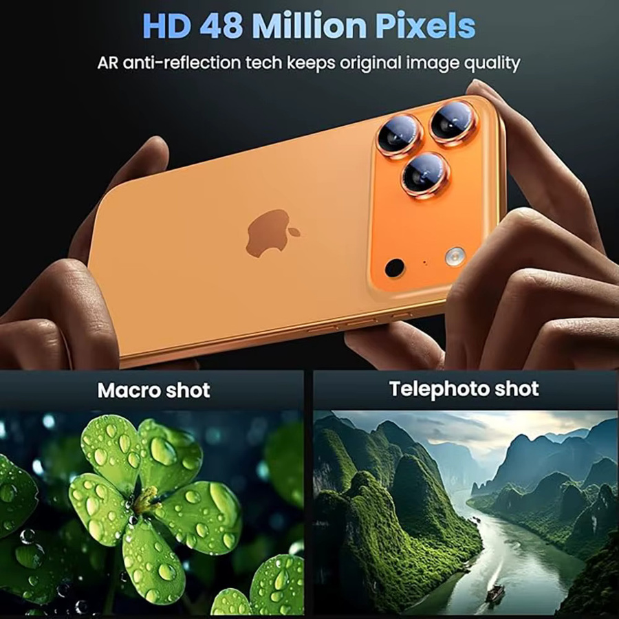 Metall Kamera Objektiv Schutzring mit Glas für Apple iPhone 17 Pro Max 17 Air 16 15 in Gold und Orange - Bild 4