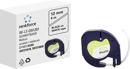 Renkforce RF-LT-D91201 Beschriftungsband kompatibel mit DYMO LT - 91201, Breite: 12 mm, Farbe: Weiß, Schriftfarbe: Schwarz, Länge: 4 m - Bild 1