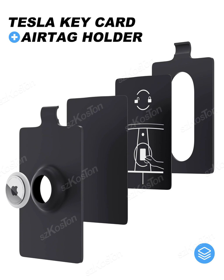 SZKOSTON Silikon Kartenhalterhülle für AirTag und Tesla Key Card in Pink und Black, kompatibel mit Tesla Model 3, Y, S und X - Bild 3