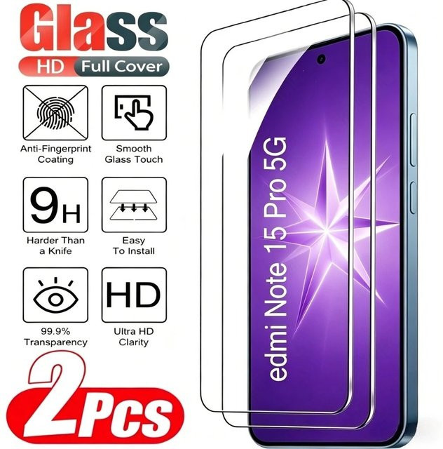 2 Stück Ultra-Klare Displayschutzfolie aus gehärtetem Glas für Xiaomi Redmi Note 15 Pro 5G 14 13 12 Pro 14S 12S 15C 15 14C 13C 12C 10A in Transparent - Bild 1