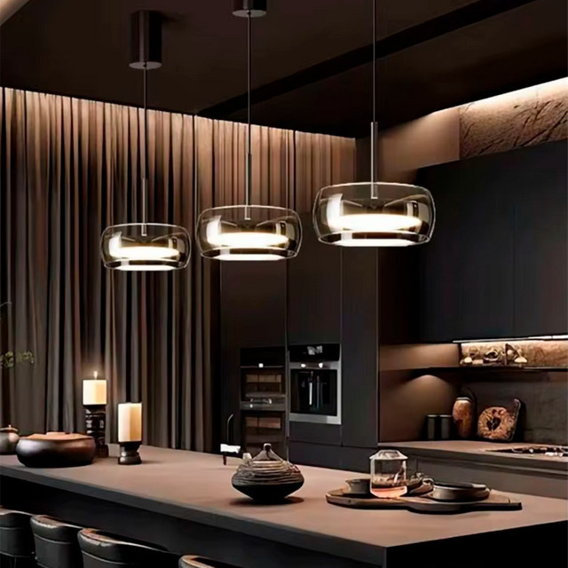 CETANT LED Glas-Pendelleuchte in Transparent, moderne Ring-Pendelleuchte mit warmweißem Licht für Wohnzimmer und Schlafzimmer - Bild 1