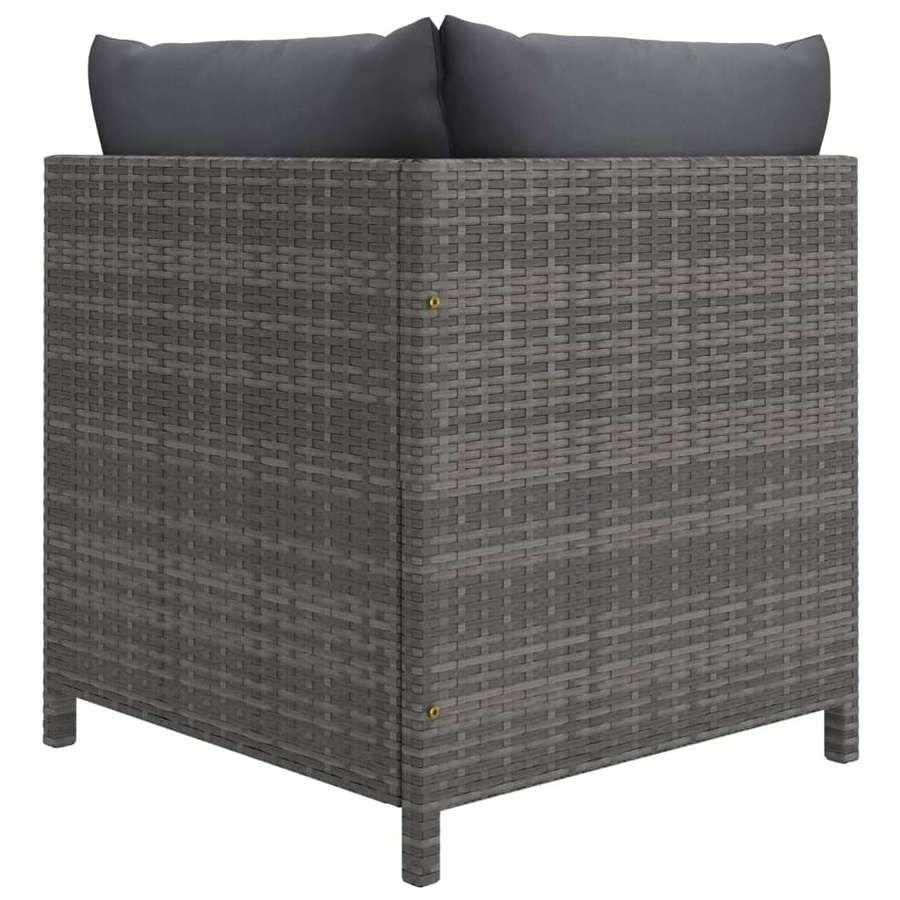 vidaXL 3-tlg. Garten-Lounge-Set L-Form aus PE-Rattan mit Kissen in Anthrazit/Grau - Bild 4