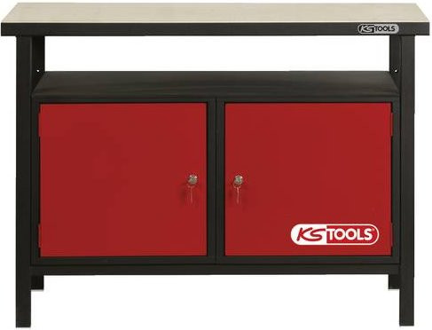 KS Tools Profi-Werkbank mit 2 Türen, Schwarz-Rot, B: 1200 cm, H: 840 cm, T: 600 cm - Bild 1
