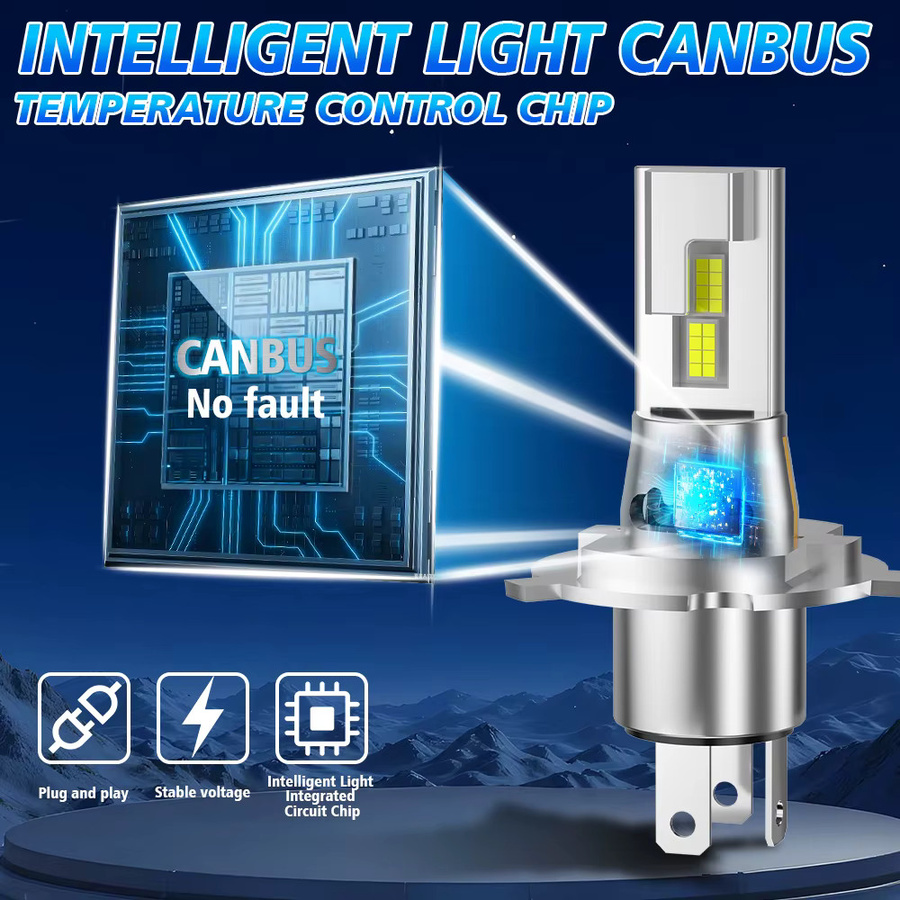 Roadsun H4 LED Scheinwerfer-Set Mini CSP 3570 mit 20000LM und Canbus, 6000K, Silber - Bild 2