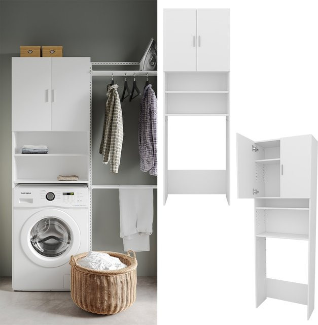 Vicco Waschmaschinenschrank Martha Badregal Hochschrank Weiß B: 64 cm, H: 190 cm - Bild 1