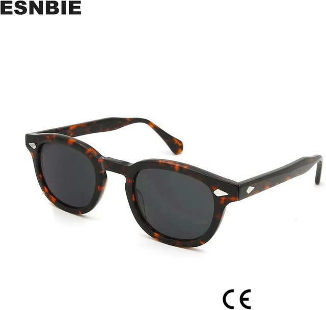 ESNBIE Sonnenbrille, Acetat, Rund, Vollrand, Unisex, Braun - Bild 1