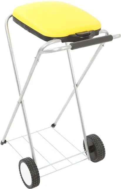 PROREGAL Klassischer Abfallsackständer mit Deckel und Rollen in Gelb, H x B x T: 83 x 44 x 56 cm - Bild 1