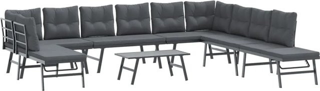 vidaXL 6-tlg. Garten-Sitzgruppe aus Stahl mit Kissen in Schwarz und Anthrazit - Bild 1