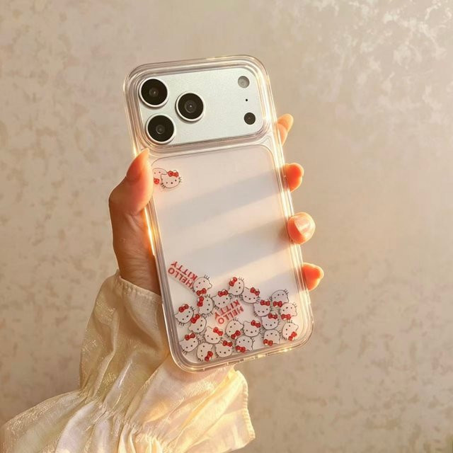 Sanrio Hello Kitty Handyhülle mit Glitzer-Flüssig-Quicksand-Effekt für iPhone 17 16E 15 14 13 12 Pro Max, transparente Hartschale - Bild 1