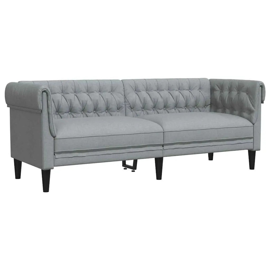vidaXL Chesterfield Sofa Hellgrau mit Stoffbezug, B/T/H: 201,5 x 74,5 x 74,5 cm - Bild 2