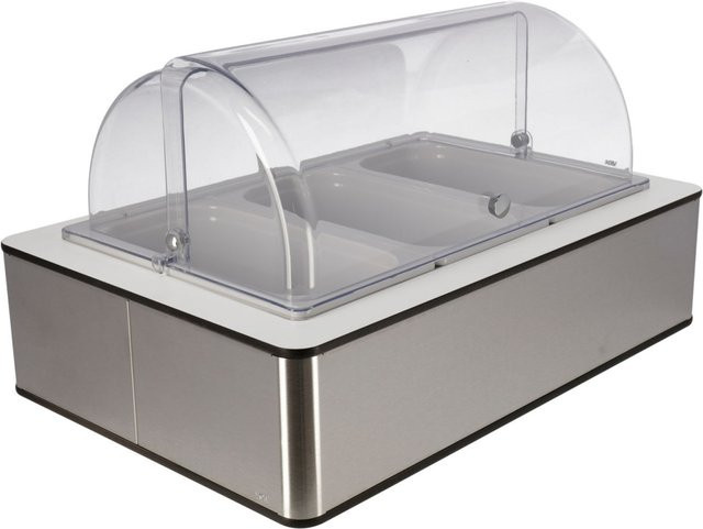 VEGA Buffetvitrine Fundale hoch mit 3x GN 1/3 und GN 1/1, Melamin weiß, Edelstahl, transparent, B/T/H: 63 x 42,5 x 33,9 cm - Bild 1