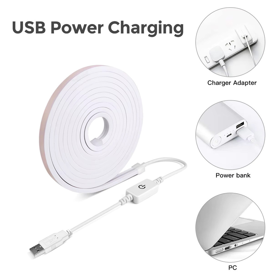 MALITAI Dimmbarer USB 5V COB LED-Streifen in Silikonröhre, Wasserdichtes Neonband zur Hintergrundbeleuchtung für Küche und Zimmer - Bild 2