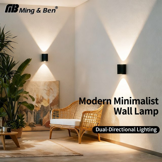 MING&BEN LED-Wandleuchte in Schwarz, moderne Up-and-Down Außenleuchte mit IP65 Wasserschutz für Garten und Treppen, 4 W - Bild 1