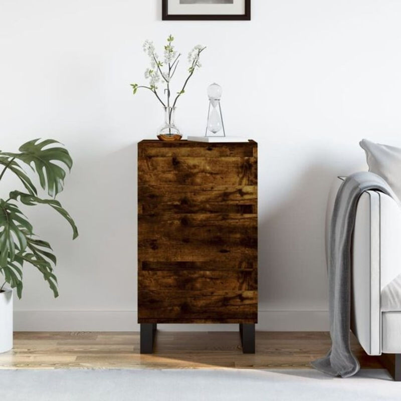 Vidaxl Sideboard in Räuchereiche und Braun aus Holzwerkstoff und Metall im Industrial Design, B/T/H: 40 x 35 x 70 cm - Bild 1