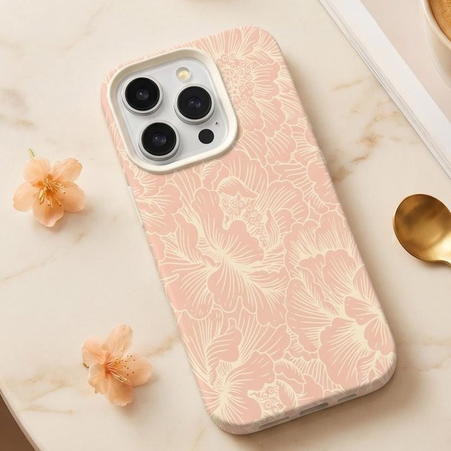 Elegante rosa Handyhülle mit Spitzen-Blumen-Design für dein Apple iPhone (kompatibel mit iPhone 11 bis iPhone 17 Pro Max) - Bild 1