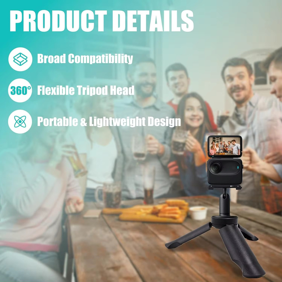 DJI Desktop-Stativhalterung in Schwarz kompatibel mit DJI Pocket 3, DJI Pocket 4 und GoPro Action-Kameras für Live-Streaming und Fotografie - Bild 3