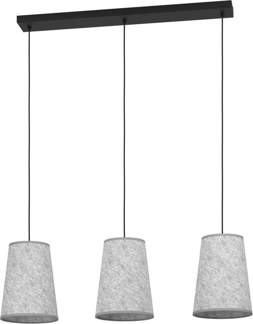 Eglo Pendelleuchte Alsager 3-flammig in Schwarz und Grau, Japandi Design, B/T/H: 110 x 21 x 91 cm - Bild 1