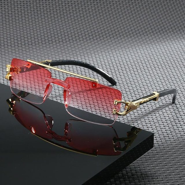 Glazzy Sonnenbrille, randlos, rectangular, metal, multicolor, red - Bild 1