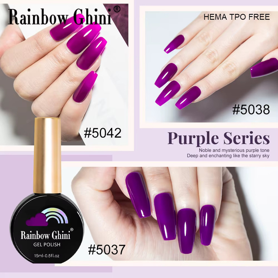 RG Semipermanenter Nagellack Purple Series, Lila, Schimmernd, 15 ml - Bild 4