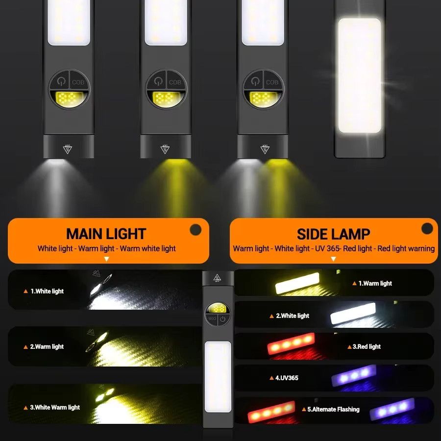 XIWANGFIRE EDC-Taschenlampe mit 400 Lumen, wasserdichte Mini-Taschenlampe mit Dual-Lichtquellen und Magnet für den Außenbereich - Bild 2