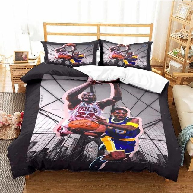 JMG Household Supplies Bettwäsche Set Basketball Design Mikrofaser Multicolor, 1 Bettbezug und 2 Kissenbezüge, B/H: 200 x 200 cm - Bild 1