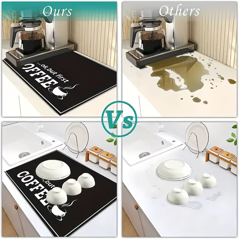 VIKAMA Rutschfeste Kaffeemaschinen-Tropfmatte in Schwarz für die Küche - Bild 4
