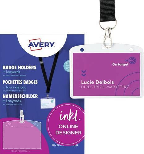 Avery Zweckform 4825 Namensschild transparent B: 90 mm, H: 60 mm, 10 Stück - Bild 1